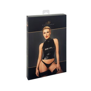 Noir Glam Wetlook Vinyl Corset Top