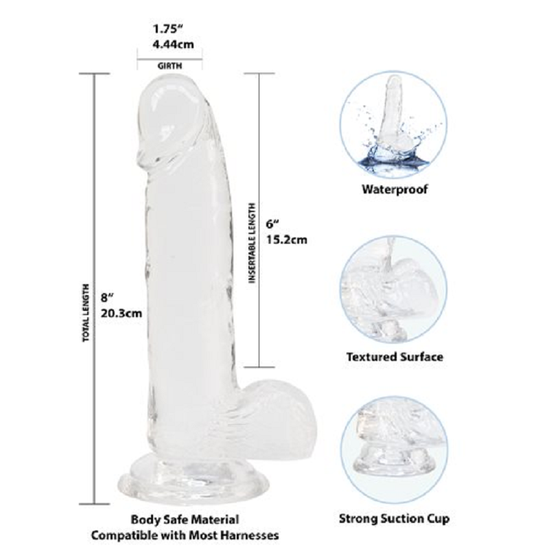 Addiction Crystal Dildo With Balls Clear