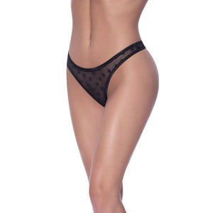 Exposed Lingerie High Waist Micro Star Thong - Black - Queen