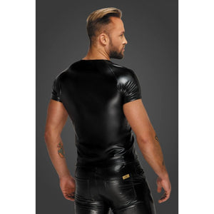 Noir Wetlook T Shirt With Snake Sleeves Black