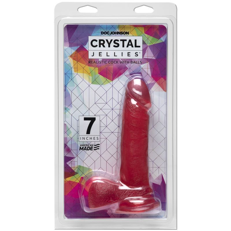 Crystal Jellies 7In Realistic Cock With Balls Clear