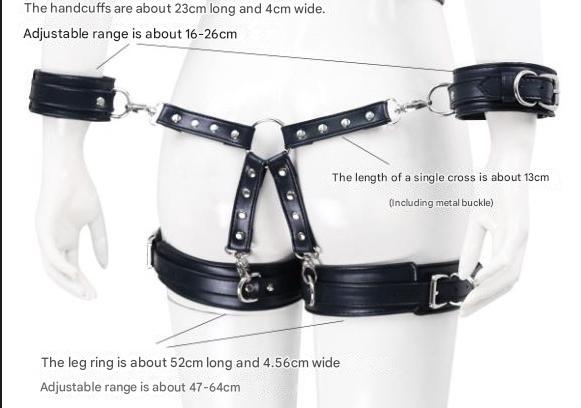 Adjustable PU Leather X-Harness Restraint Set
