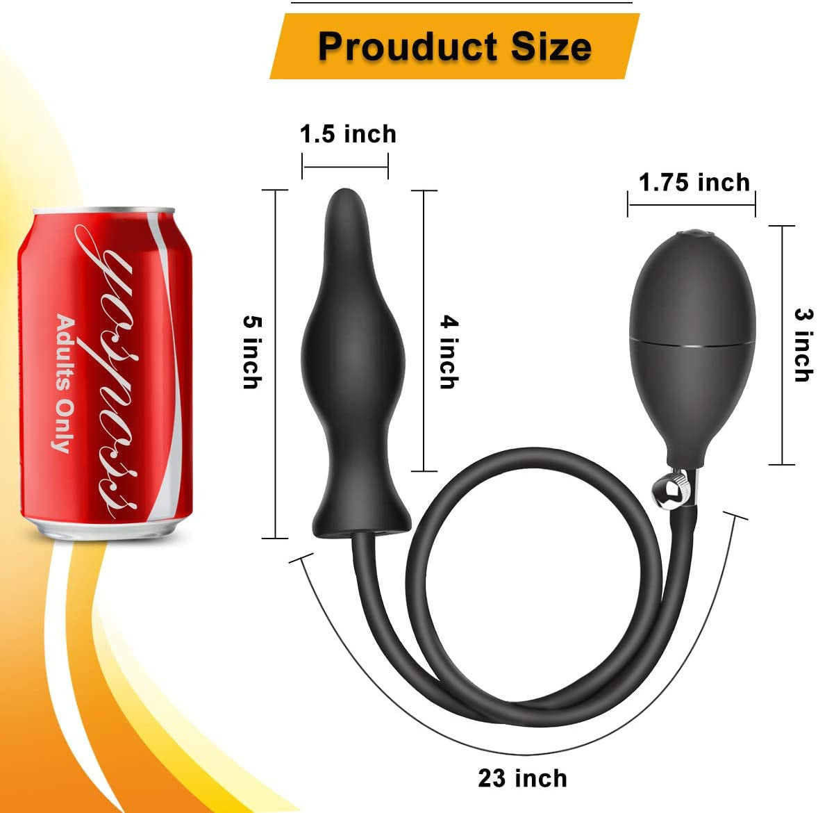 Black Classic Inflatable Butt Plug Large