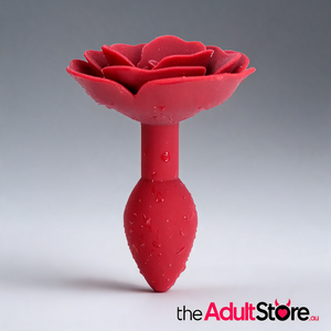 Elegant Rose Silicone Anal Plug - Dark Red