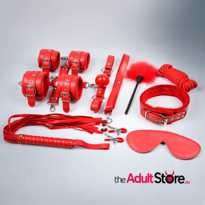 10-Piece Plush Lined Adjustable Restraint Kit - Red