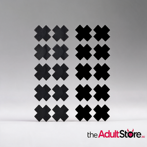 Disposable Cross Satin Nipple Cover Pasties Black 10-Pack
