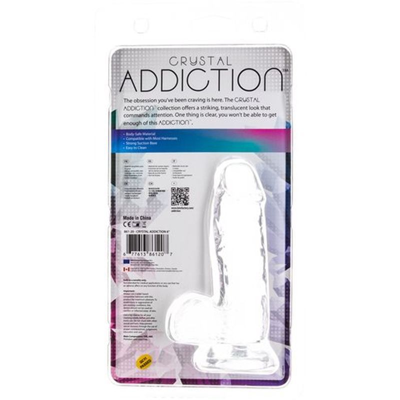 Addiction Crystal Dildo W Balls 6In Clear