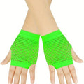 Fisnet Gloves | Erotic Gloves | Costume Gloves | Half Finger | 1 Pair | Neon Green