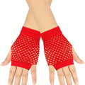 Fisnet Gloves | Erotic Gloves | Costume Gloves | Half Finger | 1 Pair | Red