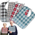 pieces - 58.5*38 cm - Adult bibs - Bib - Waterproof adult bibs - Reusable bibs - Checked bib - with crumb catcher - washable - red, blue, khaki, black