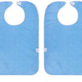 2-Pack - Stain-Resistant Feeding Bibs - Adjustable - Elderly Care Bibs - Light Blue
