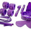 10-Piece Plush Lined Adjustable Restraint Kit with Rope & Accessories for Couples(Purple)