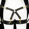 Adjustable PU Leather X-Harness Restraint Set with Cuffs - Playful Bondage Accessory(Black)