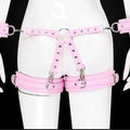 Adjustable PU Leather X-Harness Restraint Set with Cuffs - Playful Bondage Accessory(Pink)