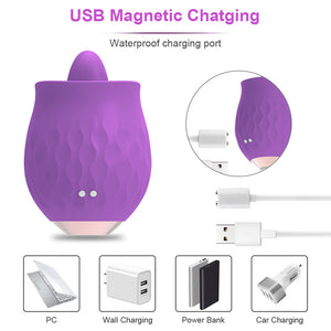 Rosebud Flickering Tongue Vibrator - Purple