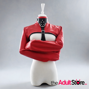 PU Leather Straitjacket Style Arm Binder & Posture Corrector - Red