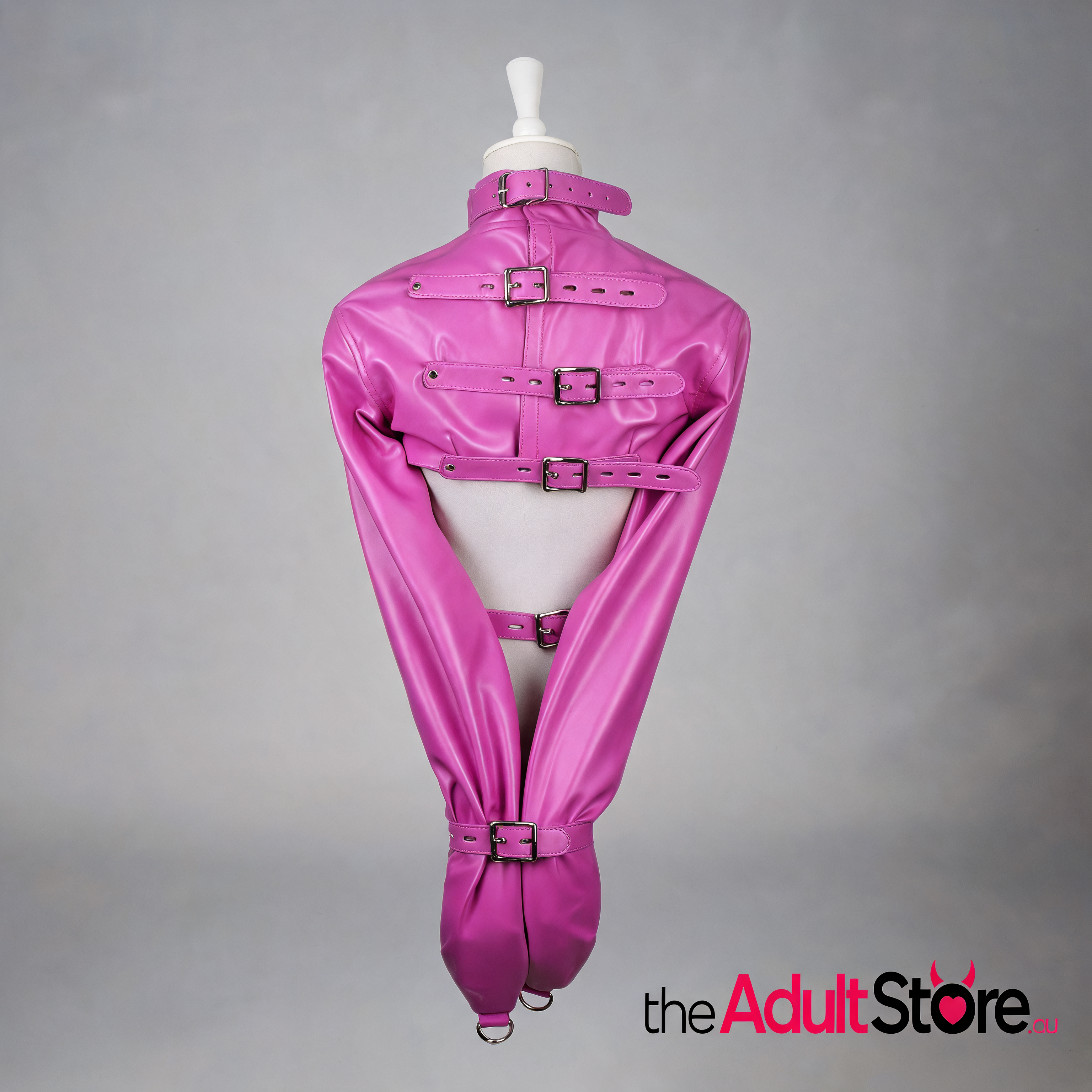 PU Leather Straitjacket Style Arm Binder & Posture Corrector - Dark Pink