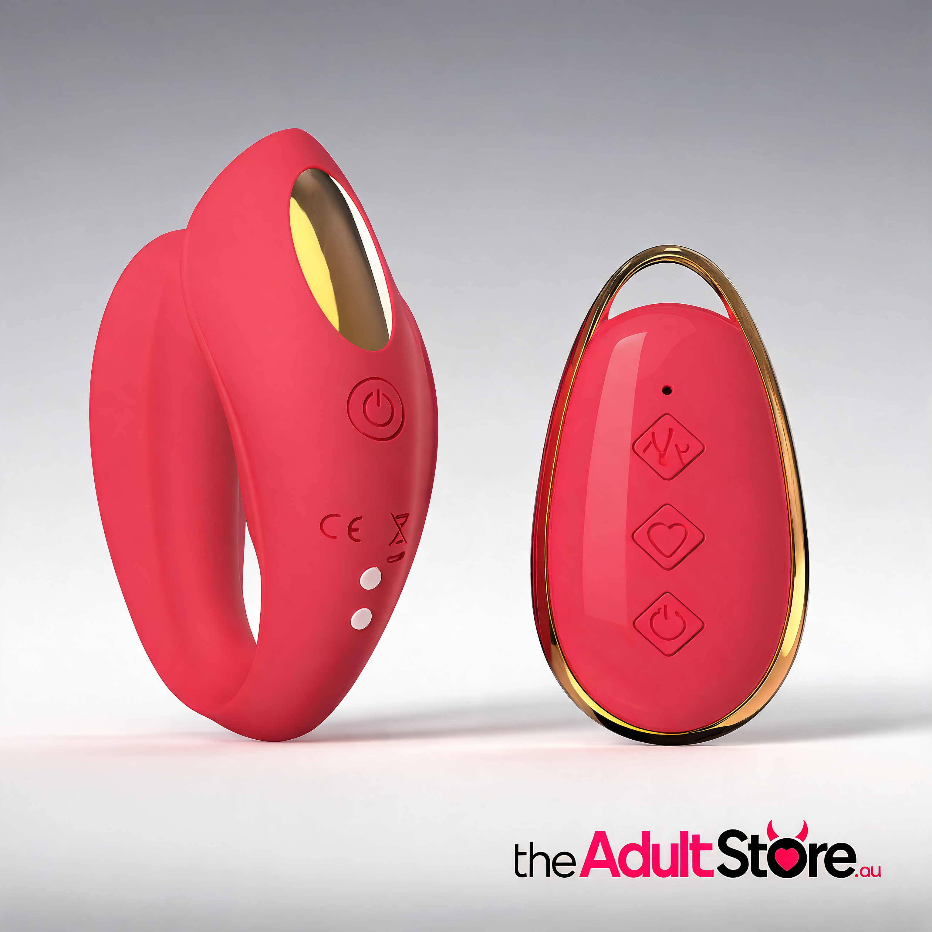 BlissLink U-Shaped Wearable Couples Vibrator With Remote - Red