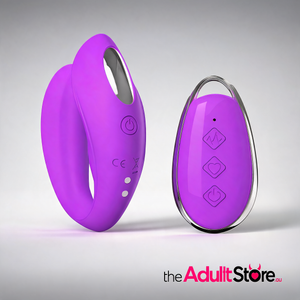 BlissLink U-Shaped Wearable Couples Vibrator With Remote - Purple