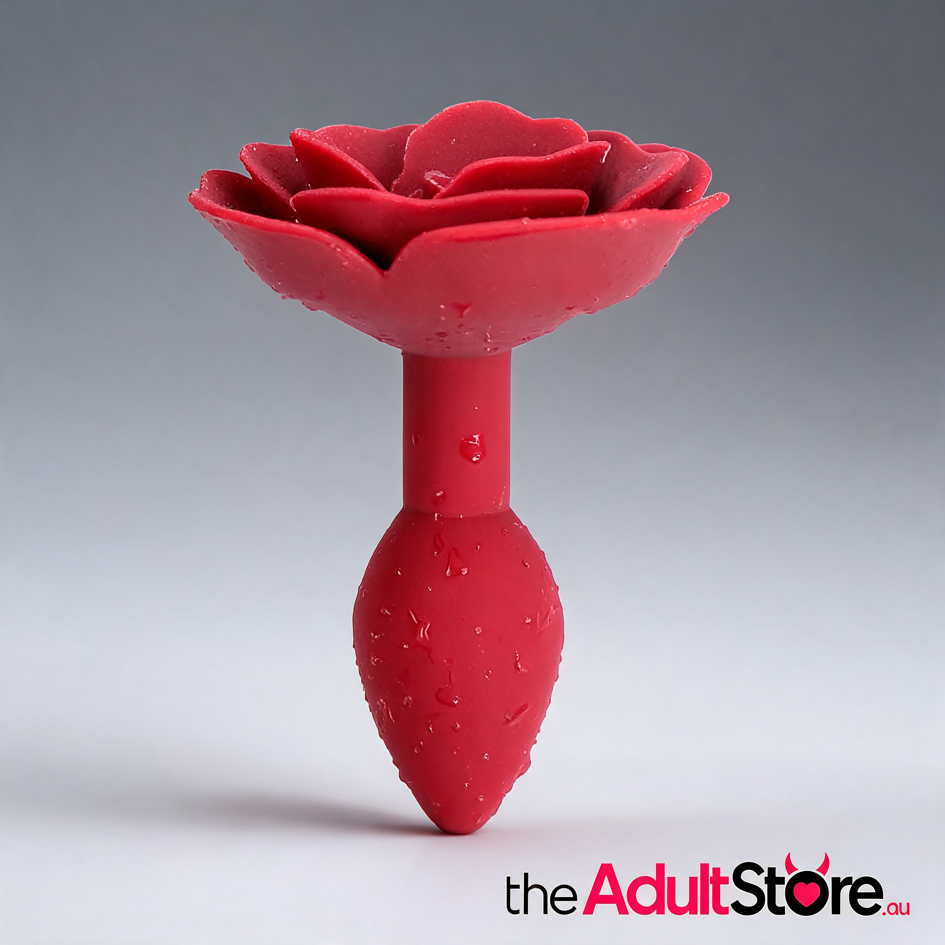 Elegant Rose Silicone Anal Plug - Dark Red
