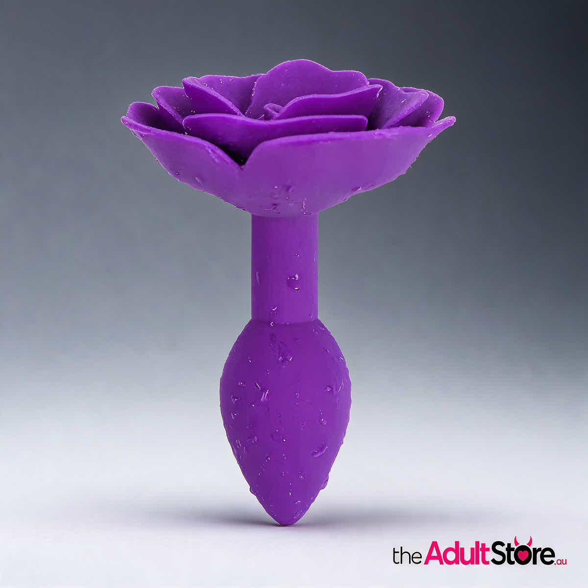 Elegant Rose Silicone Anal Plug - Purple