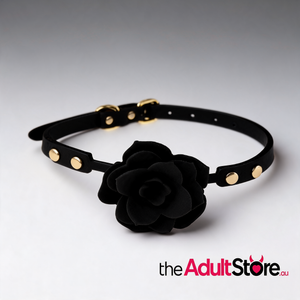 Silicone Rose Ball Gag - Black