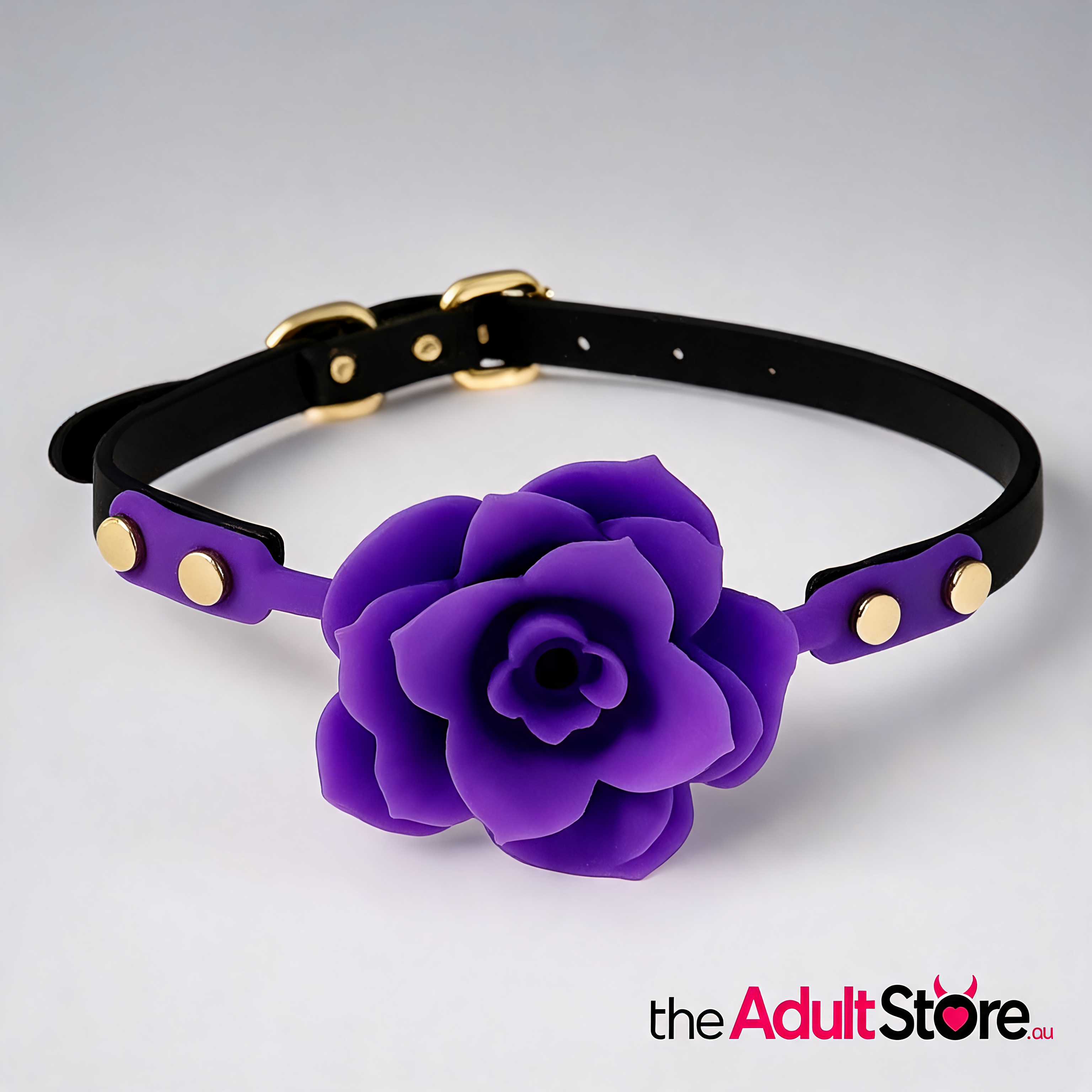 Silicone Rose Ball Gag - Purple