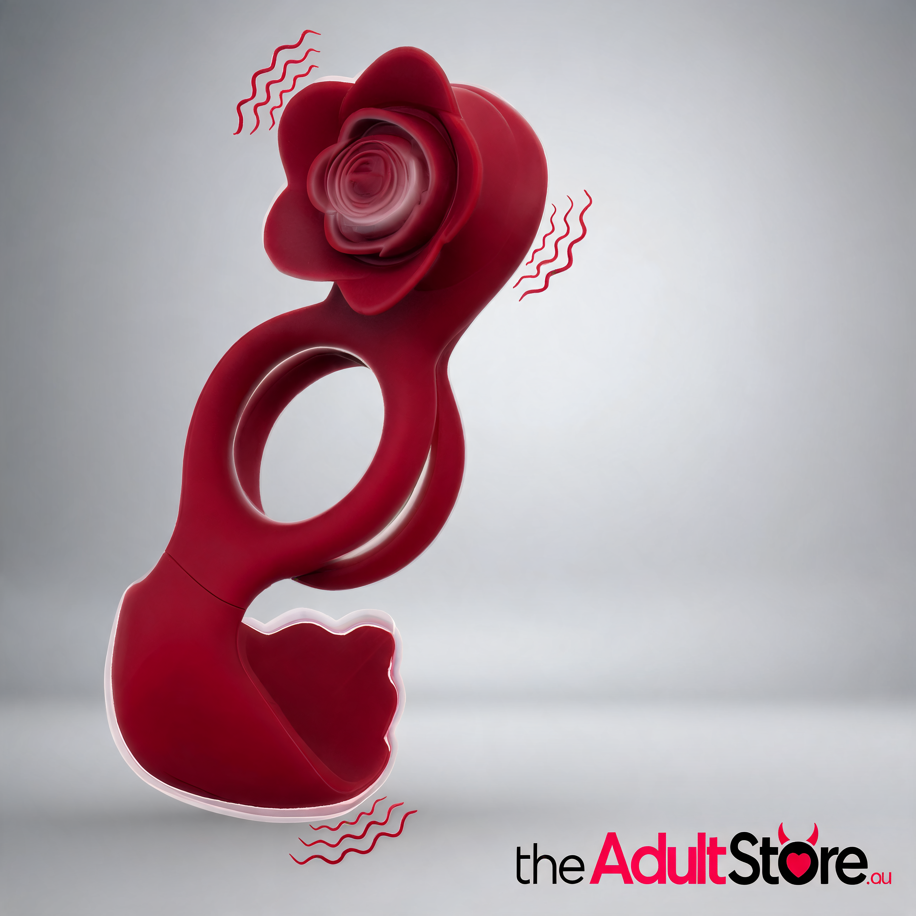 Red Romantic Rose Dual Motor Vibrating Couples Pleasure Ring