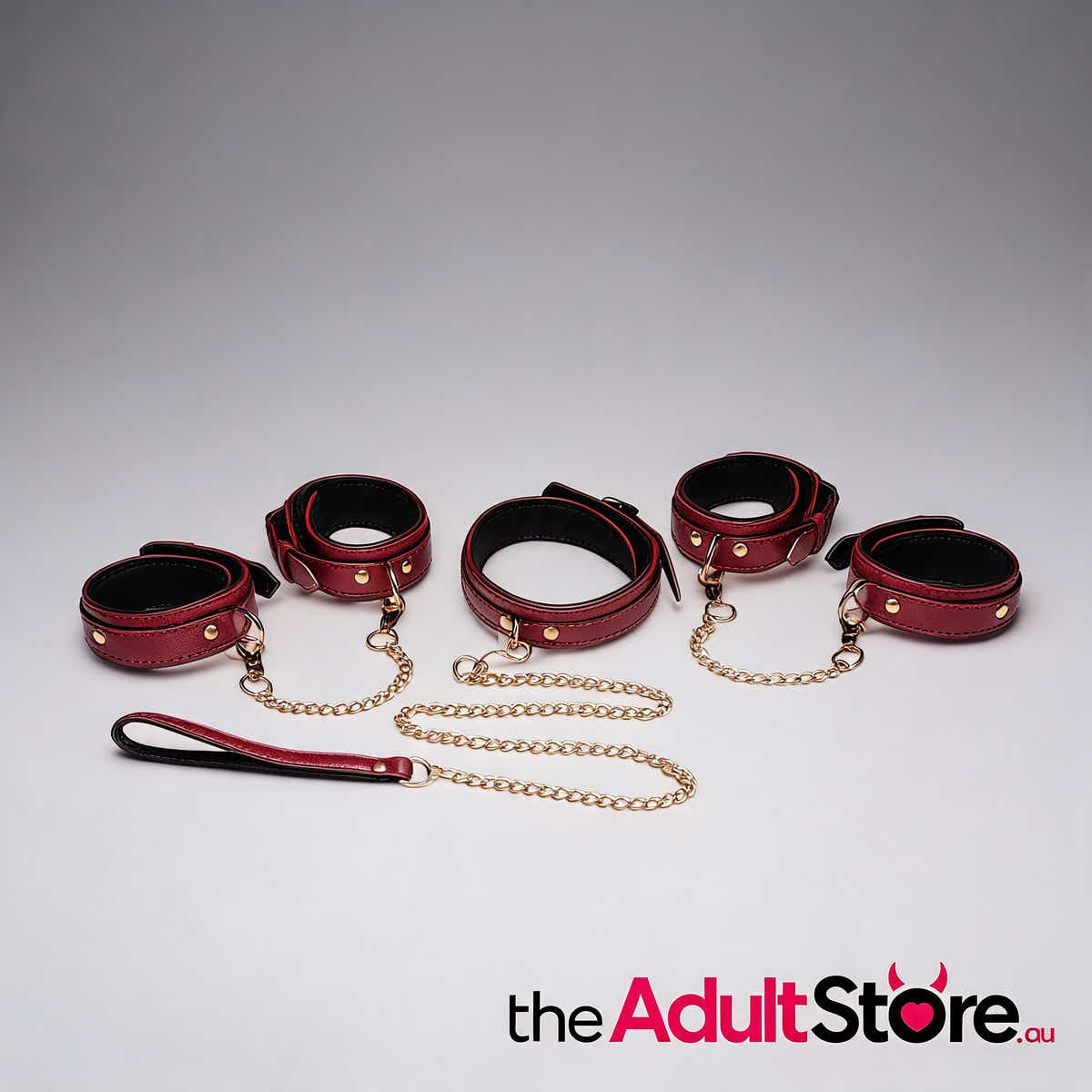 Master Series 6 Pc Bondage Set Burgundy
