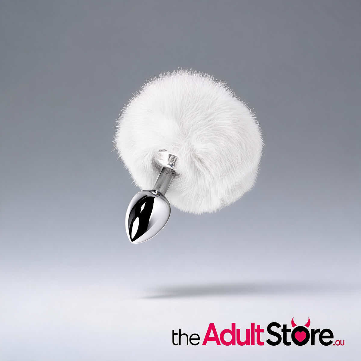 Metal Silver Anal Plug Small With White Tail