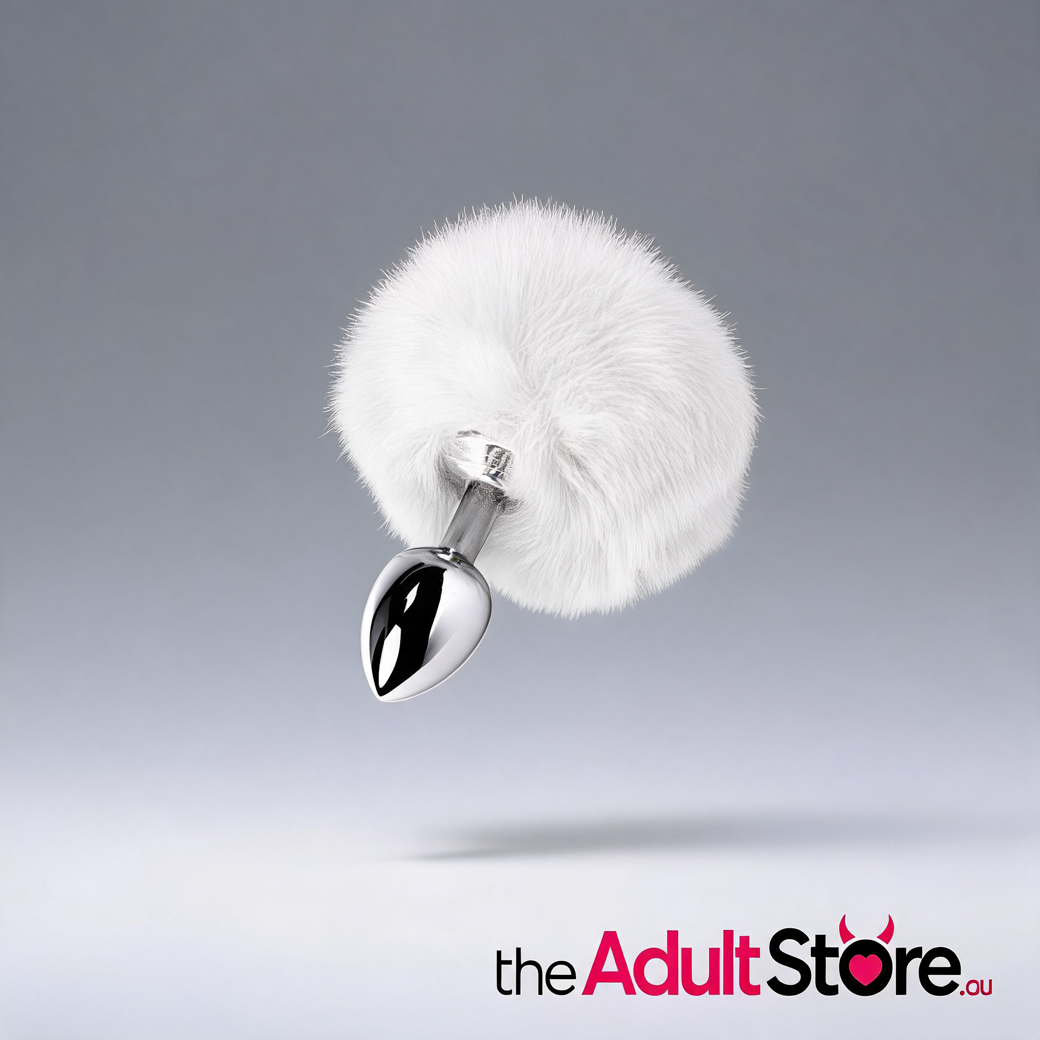 Metal Silver Anal Plug Small With White Tail