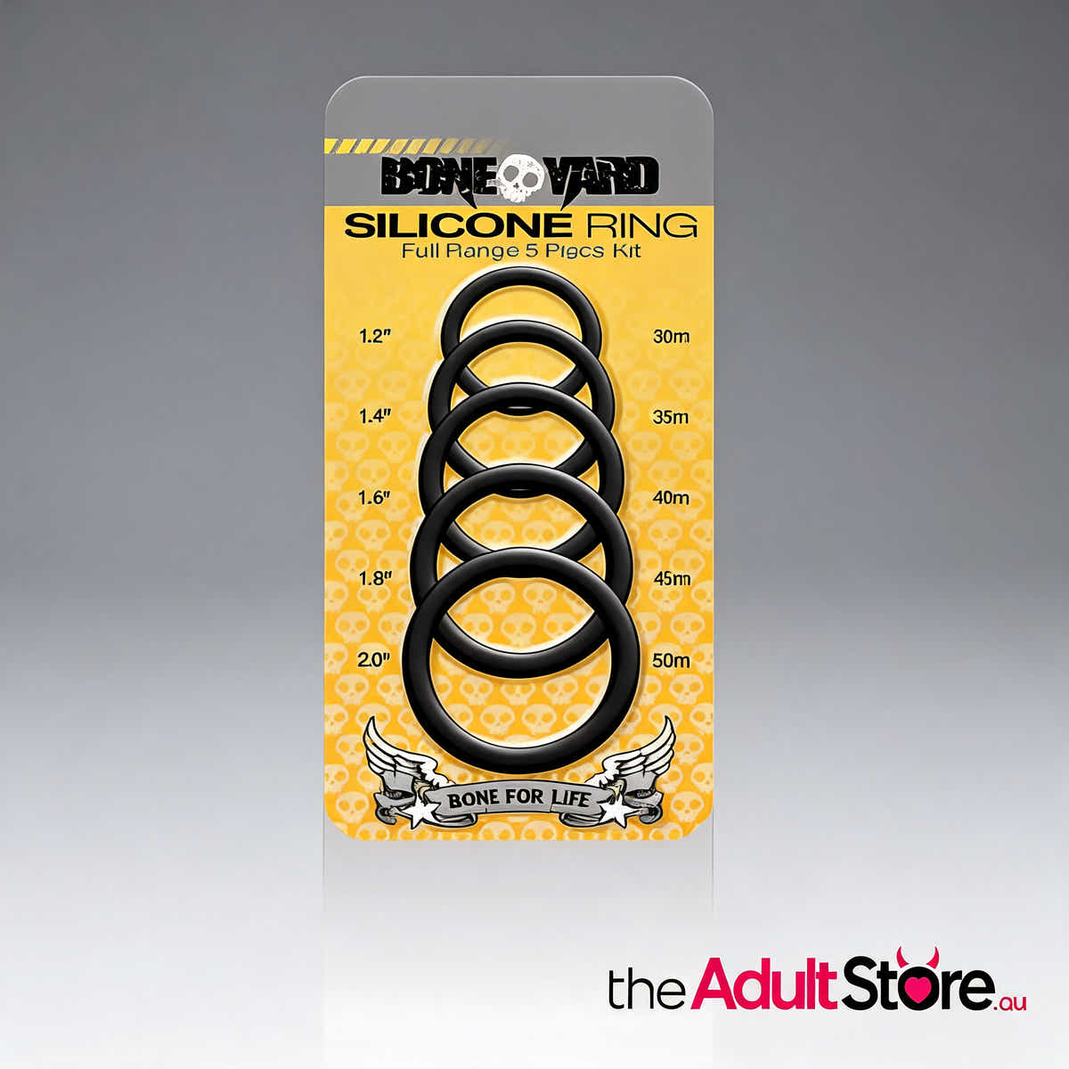 Boneyard Silicone Ring 5 Pc Kit Black