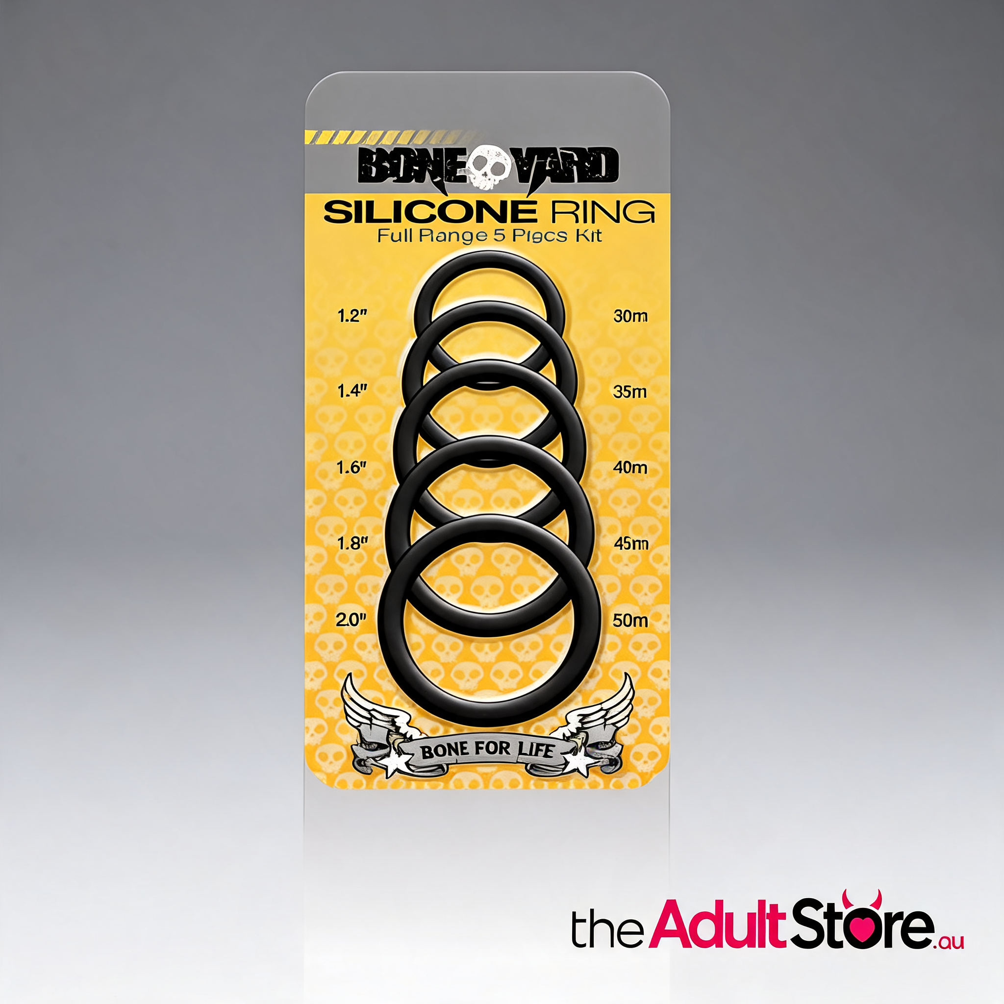 Boneyard Silicone Ring 5 Pc Kit Black