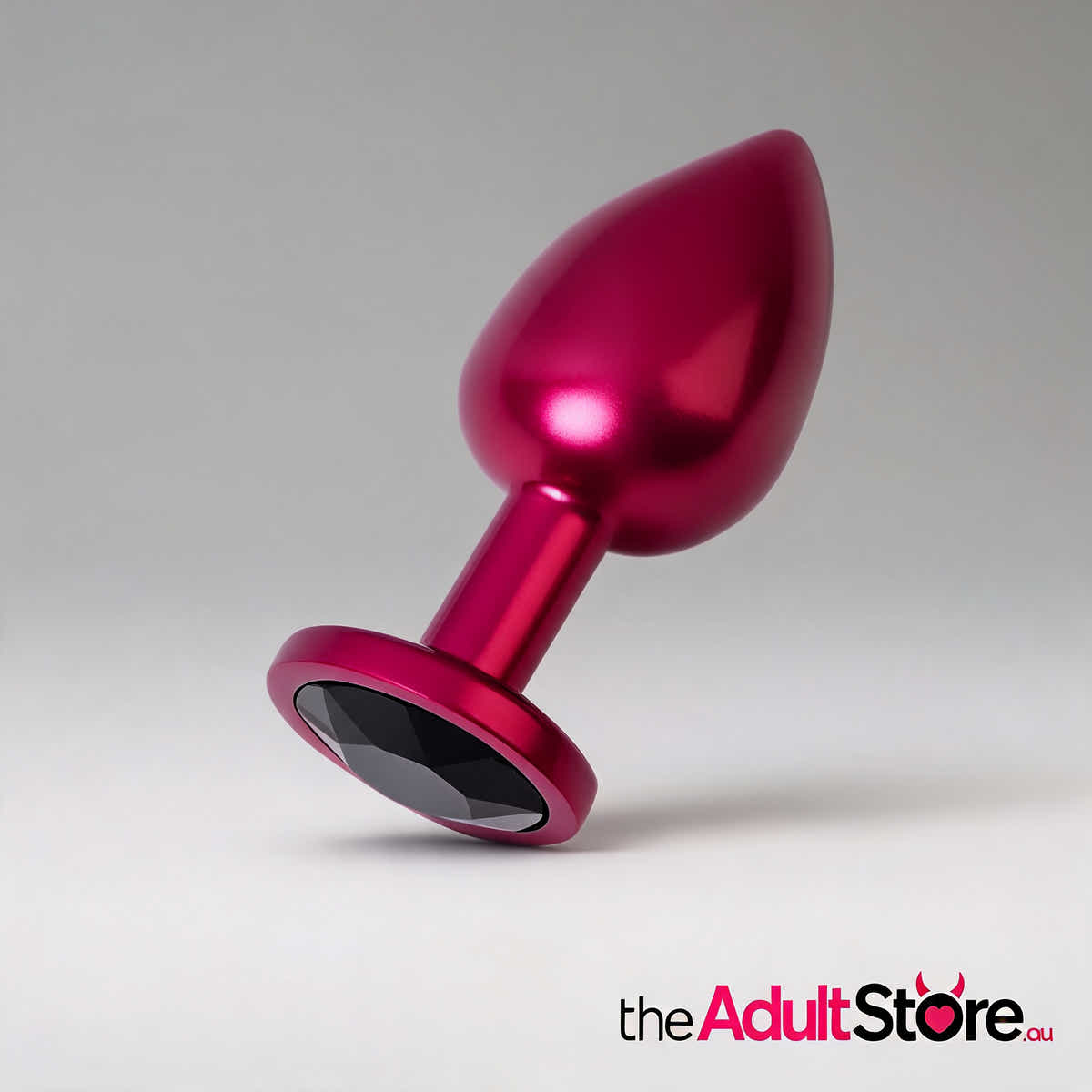 Red Metal Anal Plug With Black Crystal Medium
