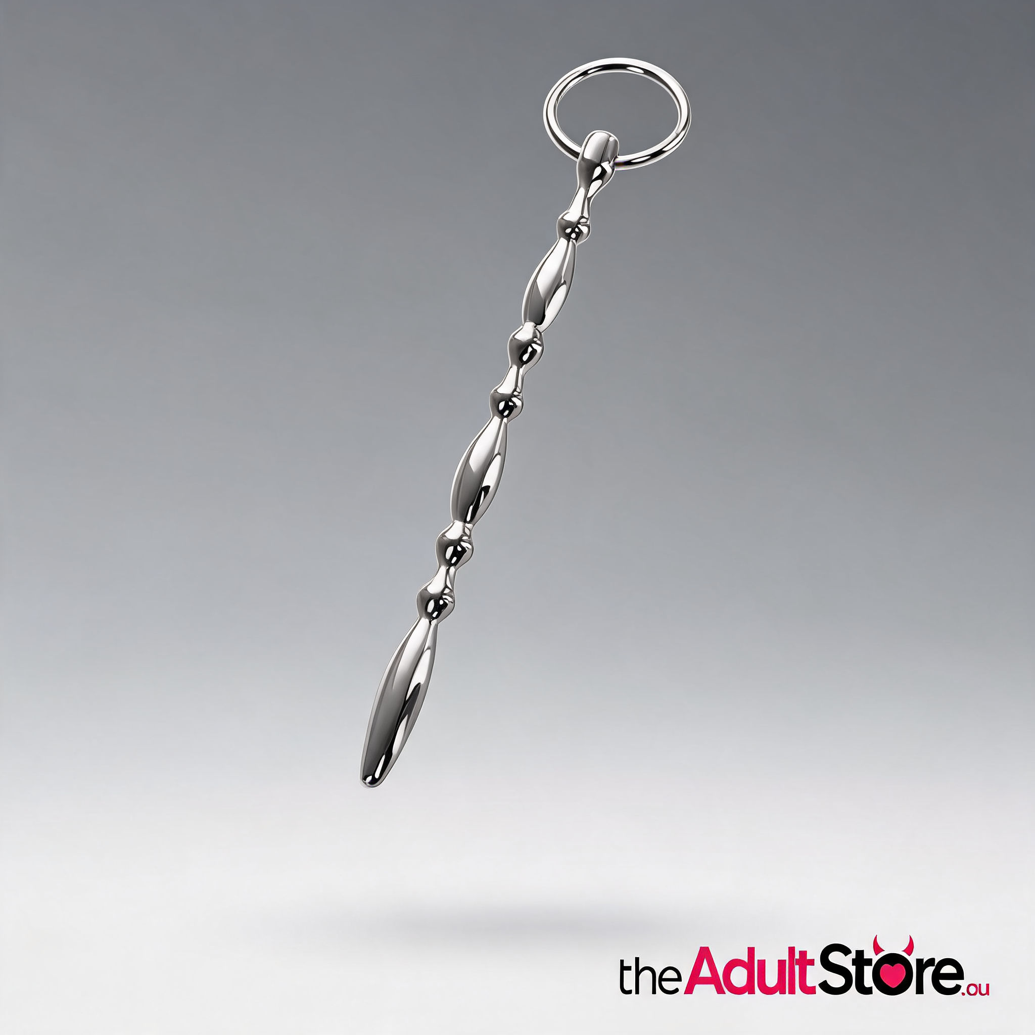 Metal Silver Beaded Urethral Plug With Ring