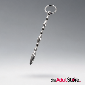 Metal Silver Beaded Urethral Plug With Ring