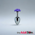 Lux Active Purple Rose 3In Metal Butt Plug