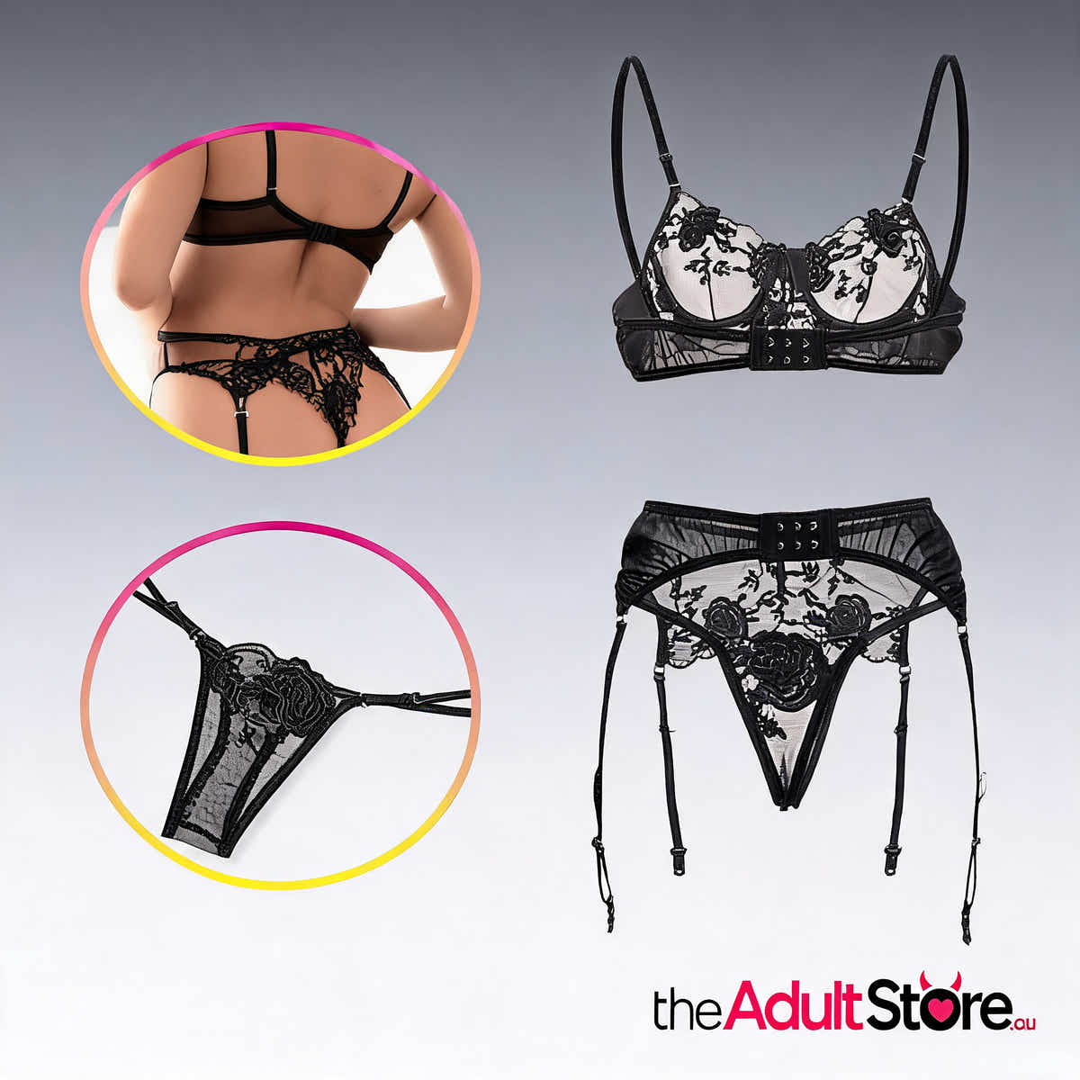 Rose Floral Lingerie Set