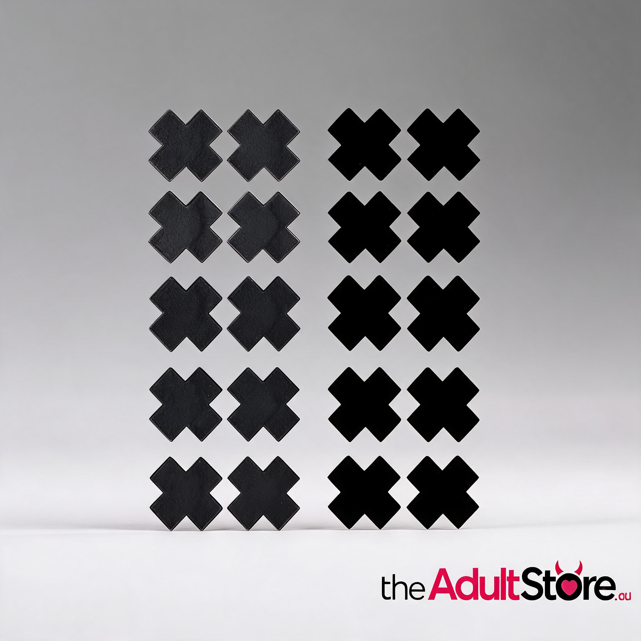 Disposable Cross Satin Nipple Cover Pasties Black 10-Pack